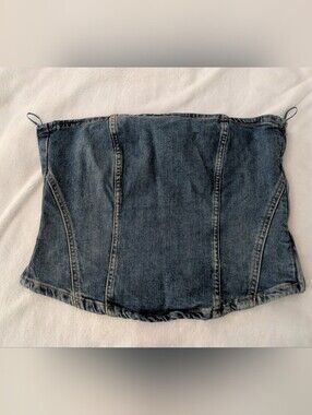 EUC Zara denim strapless corset tube top